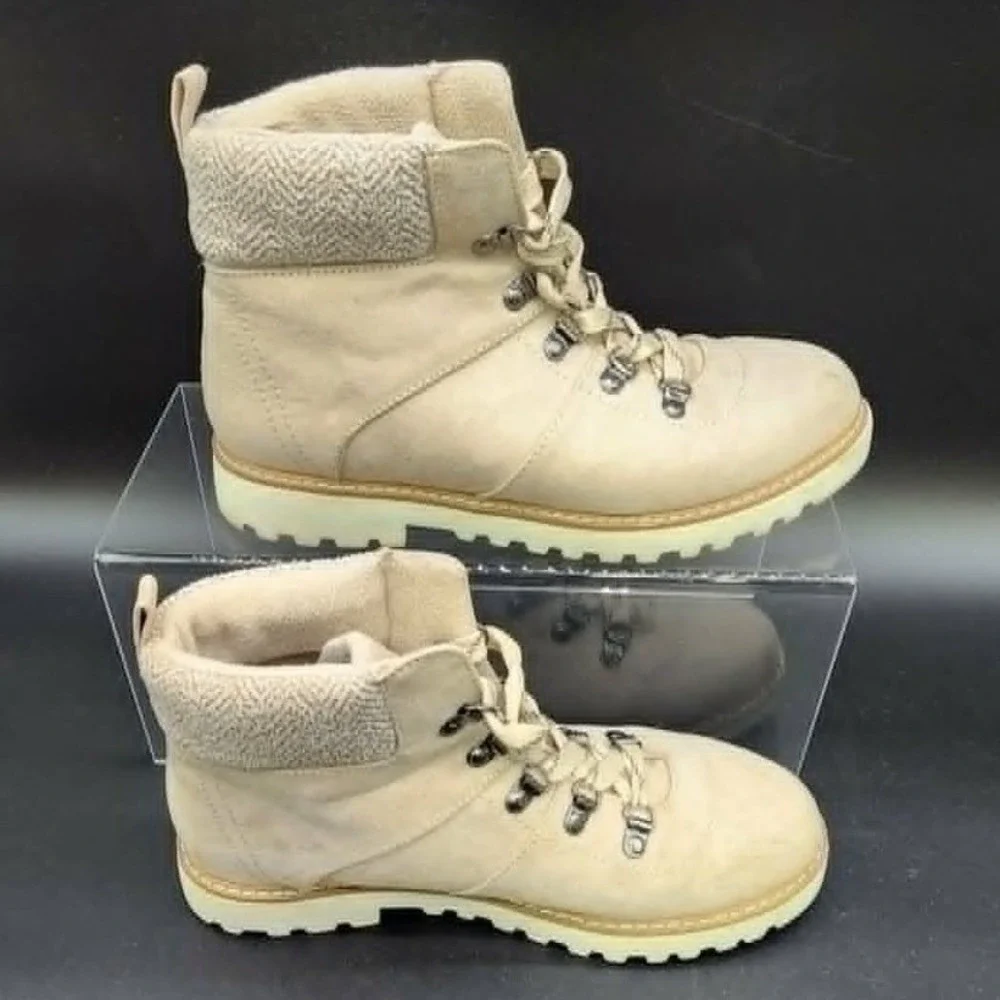 Kohls Sonoma Cream Hiking Boot Women Size 8 Tiger Fish Gorpcore Winter Cozy Lug